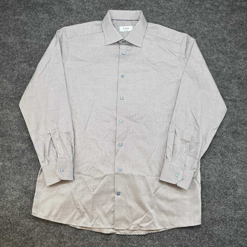Eton Classic Design Button Up Shirt Long Sleeve Mens Size 43 17 Contemporary